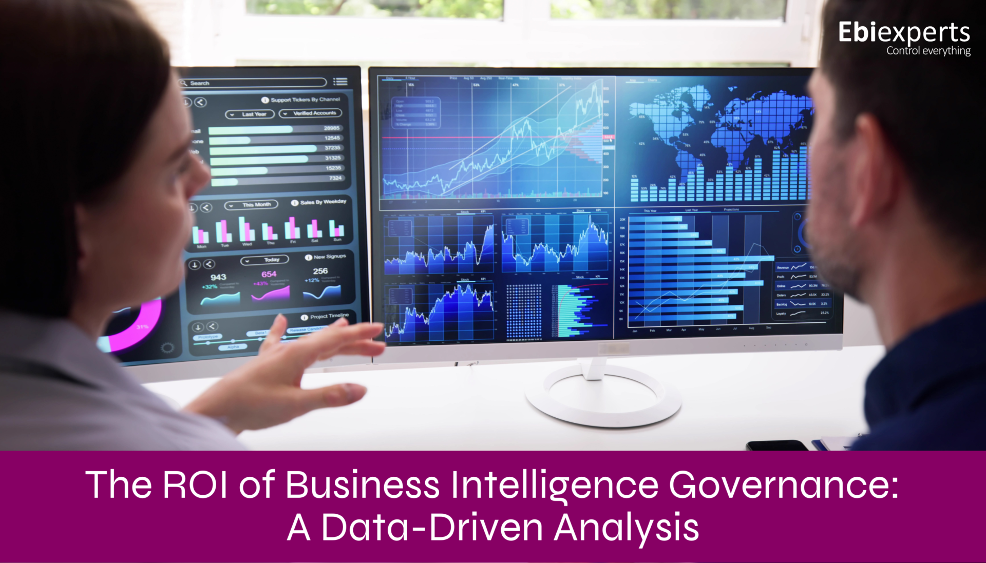 "Infographic illustrating the ROI of business intelligence governance, highlighting direct financial benefits like cost reductions and improved efficiency, as well as indirect value such as enhanced decision-making and data quality, with a focus on best practices for maximizing ROI through clear metrics and user adoption."