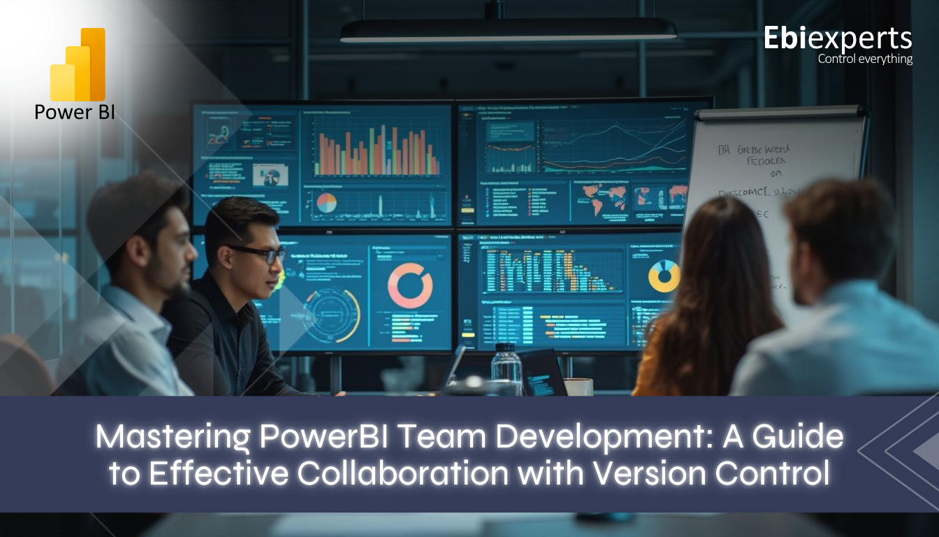 Team collaboration in PowerBI development showcasing centralized repository management, automated version tracking, and standardized workflows for enhanced business intelligence.